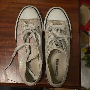 White Sparkly Converse All-Stars